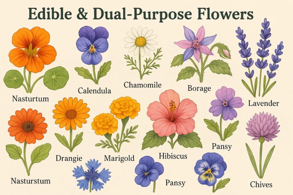 Edible and dual purpose eco-friendly flowers