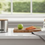 Apartment compost bin setup on a kitchen counter for odor-free composting